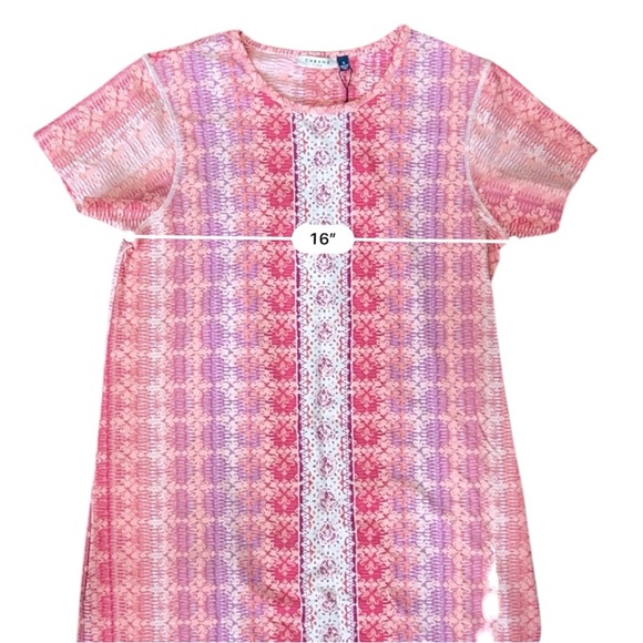 Cabana Life Pink and Red Patterned Short Sleeve Beach Pool Coverup Dress UPF50+ - Picture 5 of 14